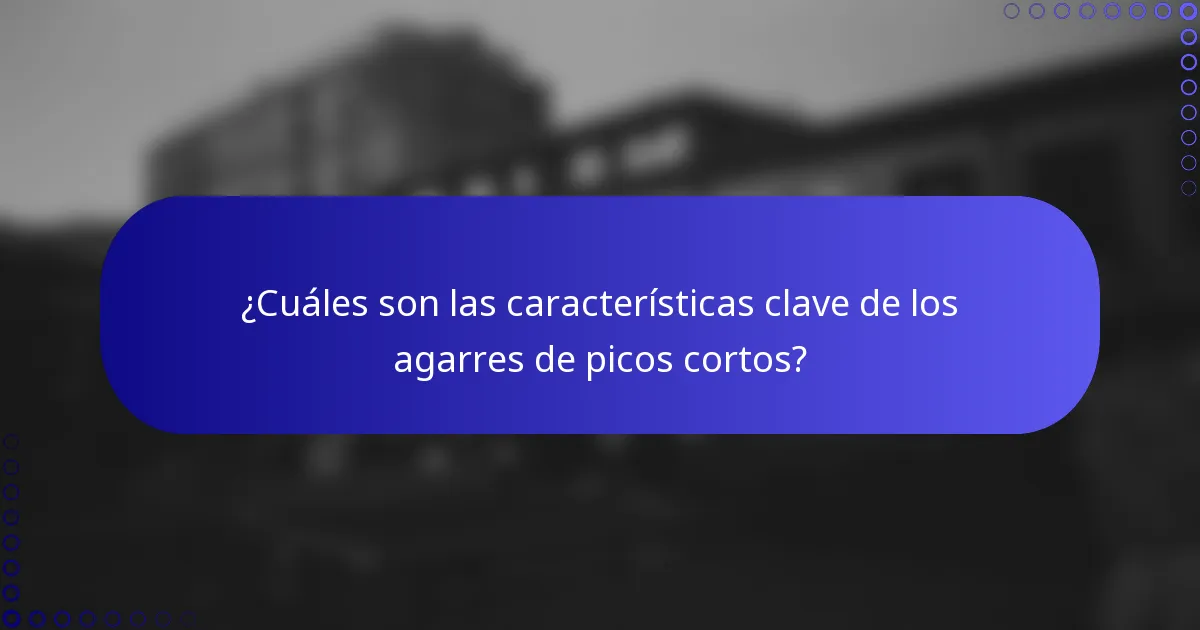 ¿Cuáles son las características clave de los agarres de picos cortos?
