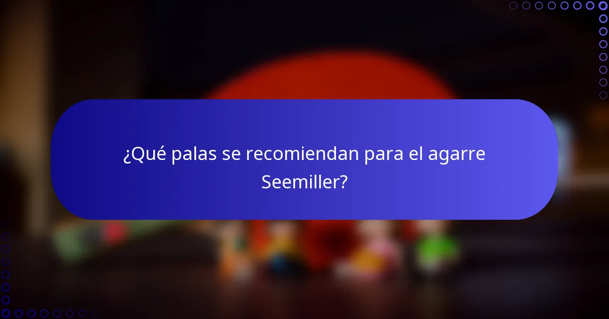 ¿Qué palas se recomiendan para el agarre Seemiller?